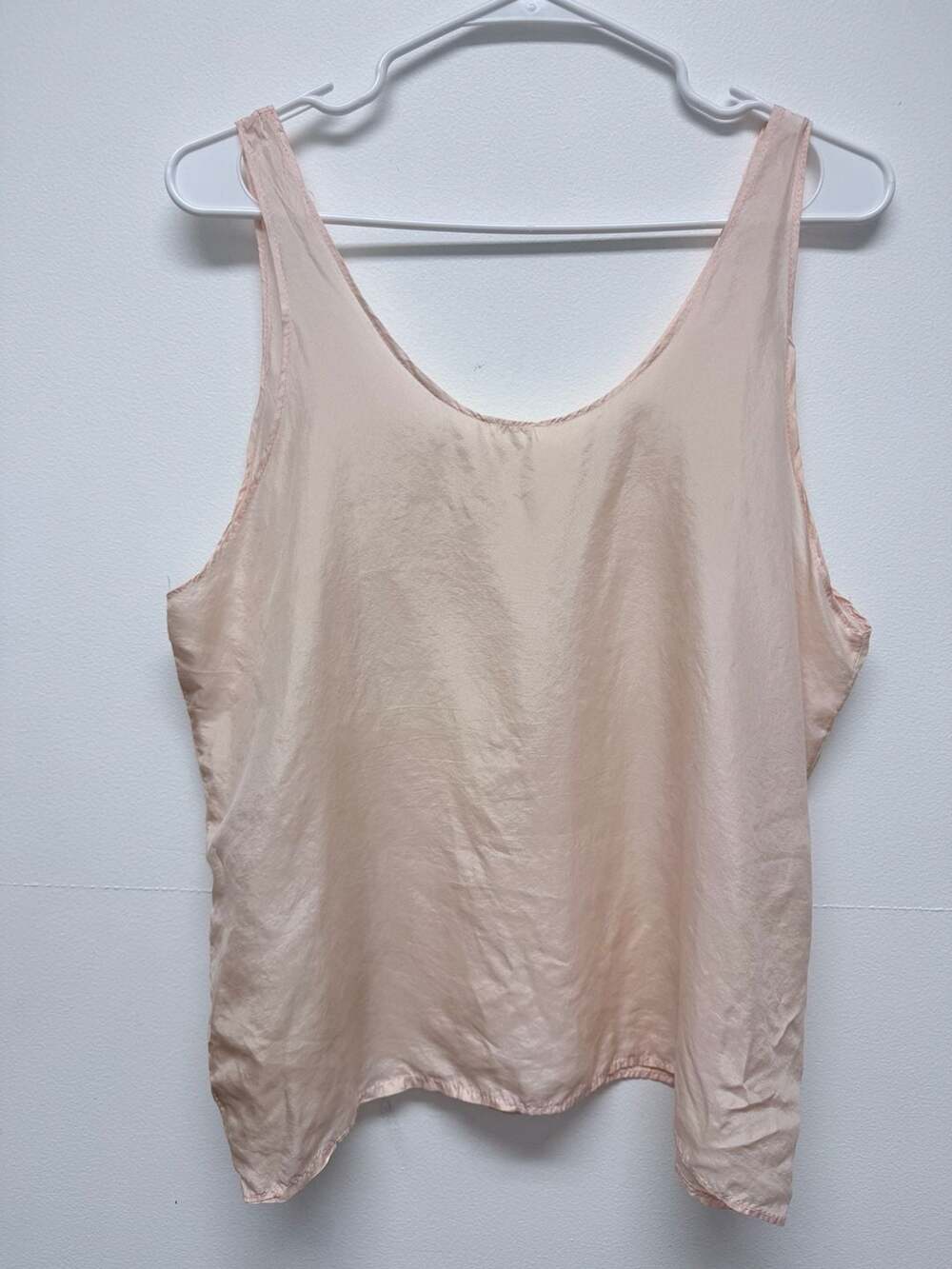 Vintage French 100% Soie Silk Tank Top Pink Peach Made in France